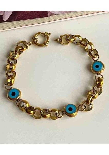 Nazarboncuklu Çelik Kararmaz Bileklik