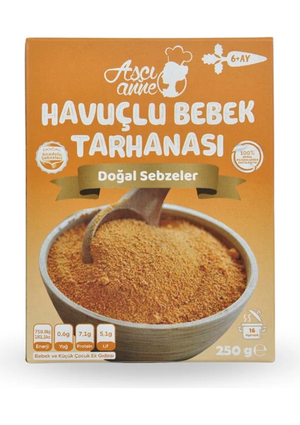 Aşçı Anne Doğal Havuçlu Bebek Tarhanası (6+ Ay) - 250 G