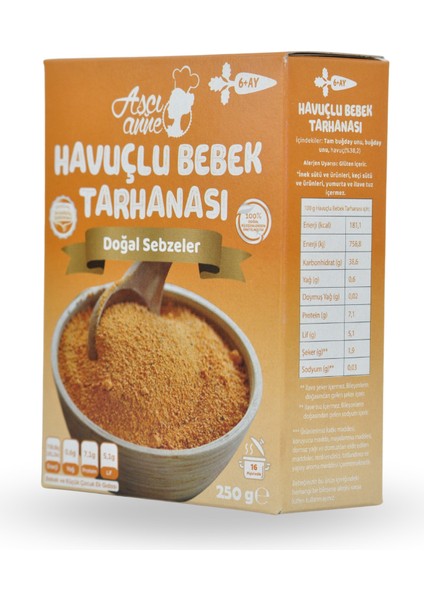 Aşçı Anne Doğal Havuçlu Bebek Tarhanası (6+ Ay) - 250 G