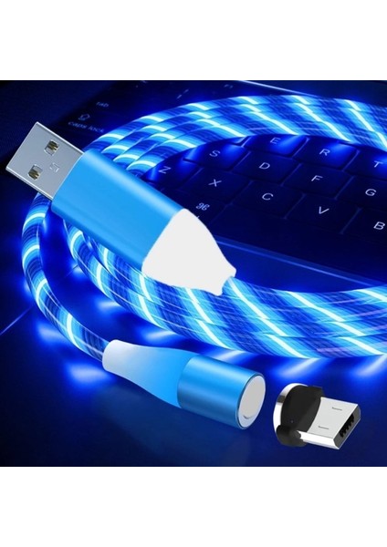 A6 Çoklu Şarj Adaptörü 4 Port + J21 Micro USB Magnetic Akan LED Işıklı Şarj Kablosu -1mt modelleri