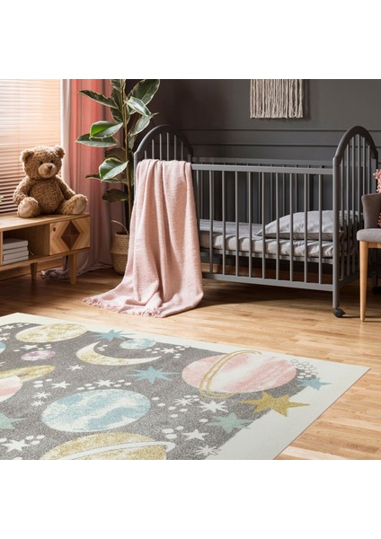 Cool Kids 23 Pastel Çocuk Odası Halısı Hav Toz Vermez Yumuşak Dokulu Bebek Odası Halısı