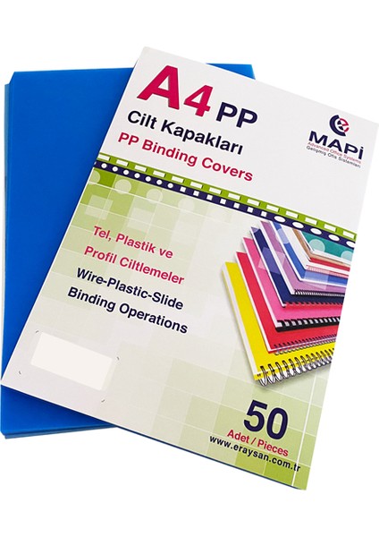 A4 Pp Renkli Kapak 600 Mic. Mavi 50 Li