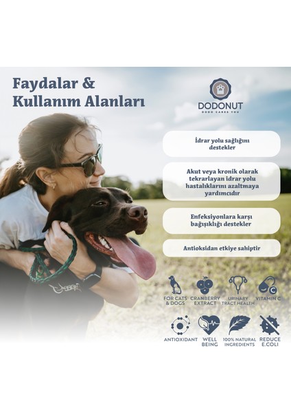 Easyberry Köpekler ve Kediler Için Idrar Yolu Sağlığını Destekleyen Besin Takviyesi, Kızılcık Özlü, C Vitaminli , 40 Tablet