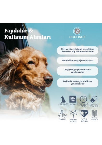 HappyDerm Büyük Ve Orta Irk Köpekler Biotin Katkılı Deri Ve Tüy Sağlığı Besin Takviyesi, 100 Tablet