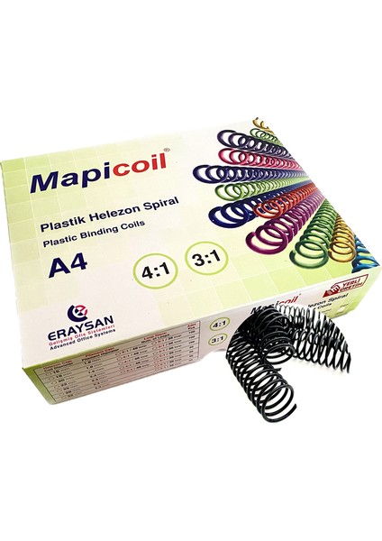Mapicoil 3:1 Plastik Helezon Spiral 22MM Siyah 50 Ad 36 Lop