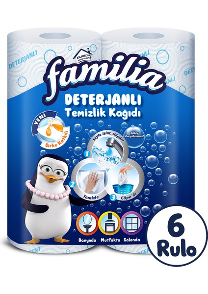 Deterjanlı Temizlik Kağıdı 6 Rulo (2 Rulo x 3 Paket)