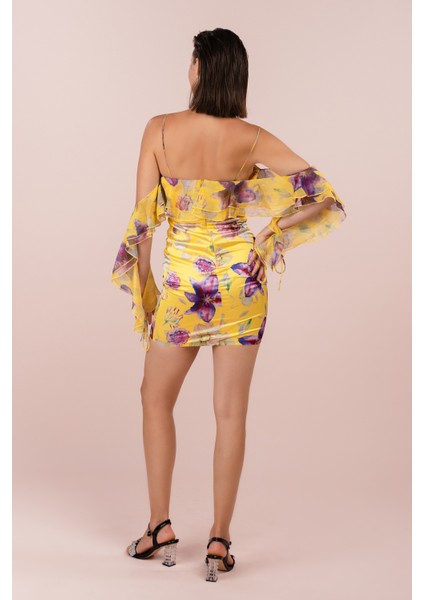 Empirme Askılı Kolu Volanlı Kısa Elbise (CRM-58030) modelleri