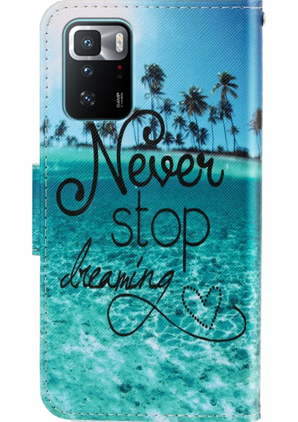Desen Baskı Cüzdan Deri Koruyucu Telefon Kılıfı Xiaomi Için Redmi Note 10 Pro 5g/poco X3 Gt-Blue (Yurt Dışından)