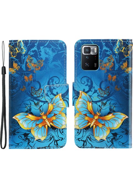 Desen Baskı Cüzdan Deri Deri Koruyucu Telefon Kılıfı Xiaomi Redmi Note 10 Pro 5g/poco X3 Gt-Golden Bellefli (Yurt Dışından)