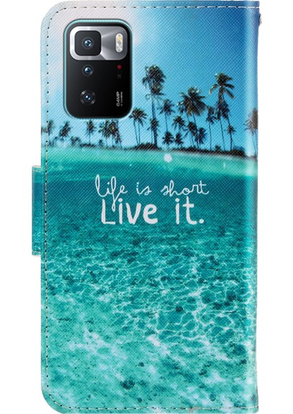 Desen Baskı Cüzdan Deri Koruyucu Telefon Kılıfı Xiaomi Için Redmi Note 10 Pro 5g/poco X3 Gt-Coconut Palm (Yurt Dışından)