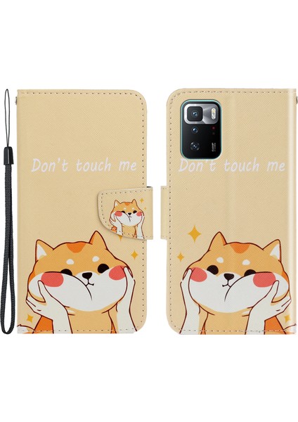 Desen Baskı Cüzdan Deri Koruyucu Telefon Kılıfı Xiaomi Için Redmi Note 10 Pro 5g/poco X3 Gt-Shiba Köpek (Yurt Dışından)