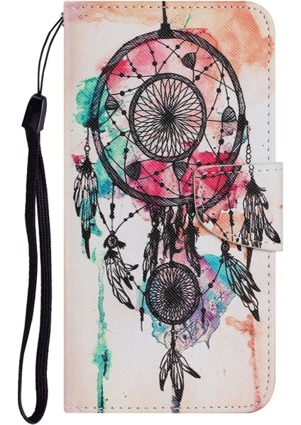 Folio Flip Manyetik Toka Desen Baskısı Deri Telefon Kasası Cüzdan Standı Kapak Xiaomi Için Bilek Kayışı ile Not 10 Pro 5g/poco X3 Gt-Dreamcatcher (Yurt Dışından)