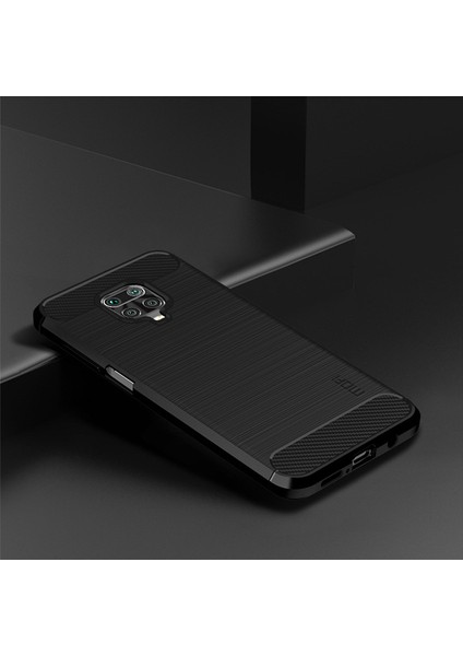 Karbon Fiber Doku Fırçalı Tpu Kabuk Kılıfı Xiaomi Redmi Note 9s/note 9 Pro-Black (Yurt Dışından)