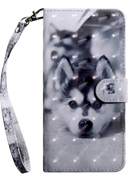 Xiaomi Redmi Için Not 11 5g (Çin) (Mediatek)/not 11T 5g/not 11S 5g 3D Desen Baskı Şok Geçirmez Pu Deri Deri Deri Deri Stand Manyetik Folio Kılıf Strap-Dog (Yurt Dışından)