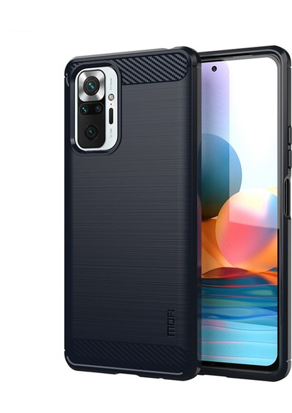 Xiaomi Redmi Için Karbon Fiber Fırçalı Tpu Kapağı Note 10 Pro Max/redmi Note 10 Pro-Blue (Yurt Dışından)