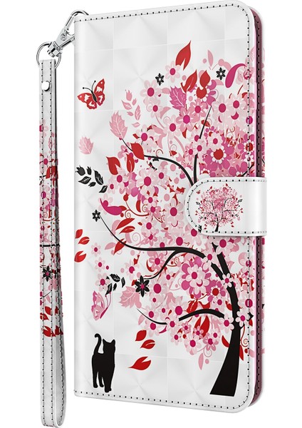 Xiaomi Redmi Için Not 11 5g (Çin) (Mediatek)/not 11T 5g/not 11S 5g 3D Desen Baskı Manyetik Pu Deri Deri Deri Stand Kitap Kapağı Strap-Wish Tree (Yurt Dışından)