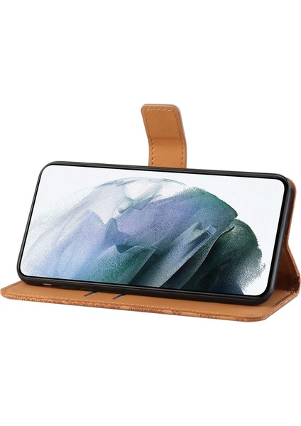 Çekmeye Dayanıklı Baskı Etnik Tarzı Çiçek Manyetik Toka Cüzdanı Pu Deri Kabuk Xiaomi Redmi Note 11 Pro 5g (Çin) (Mediatek)/not 11 Pro+ 5g-Brown (Yurt Dışından) modelleri