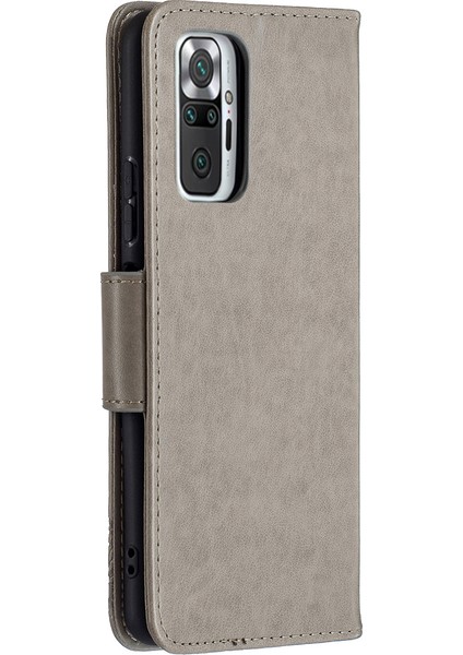 Xiaomi Redmi Için Kelebek Deri Cüzdan Kılıfı Note 10 Pro Max/redmi Note 10 Pro-Grey (Yurt Dışından)