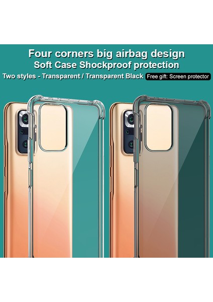 Tam Vücut Sağlam Tpu Kapak Xiaomi Redmi Için Ekran Koruyucu ile Ince Şok Geçirmez Telefon Tampon Not 10 Pro Max/note 10 Pro 4g (Global)/note 10 Pro 4g (Hindistan) -Transparent Siyah (Yurt Dışından)