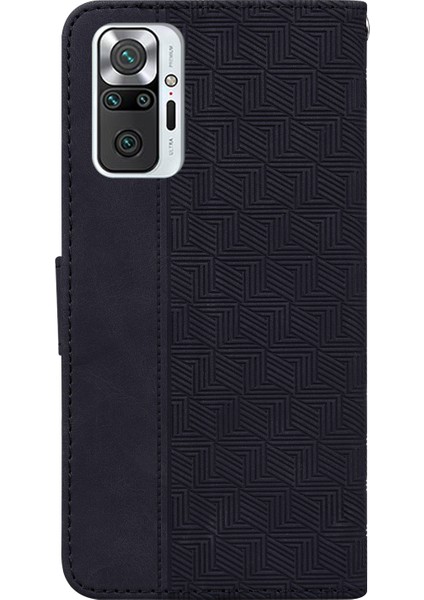 Xiaomi Redmi Için Note 10 Pro 4g (Global)/note 10 Pro 4g (Hindistan)/note 10 Pro Maks Geometri Baskı Pu Deri Kılıf Cüzdan Stand ve Kayış-Black (Yurt Dışından) modelleri