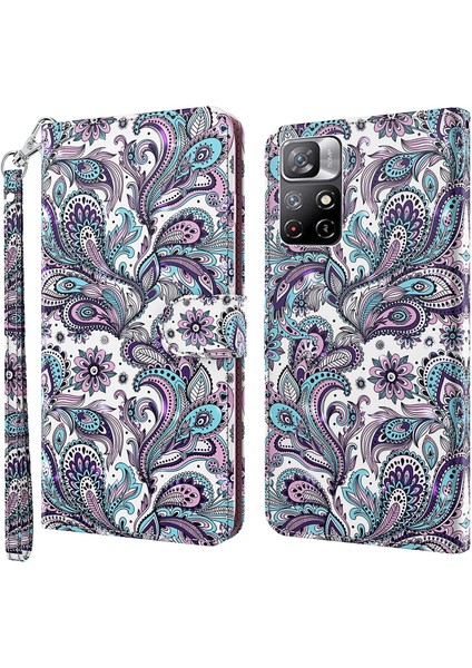 Xiaomi Redmi Için Not 11 5g (Çin) (Mediatek)/not 11T 5g/not 11S 5g 3D Desen Baskı Manyetik Pu Deri Deri Stand Kitap Kapağı Strap-Sergi ile (Yurt Dışından)