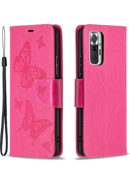 Xiaomi Redmi Için Kelebek Deri Cüzdan Kılıfı Note 10 Pro Max/redmi Note 10 Pro-Rose (Yurt Dışından)