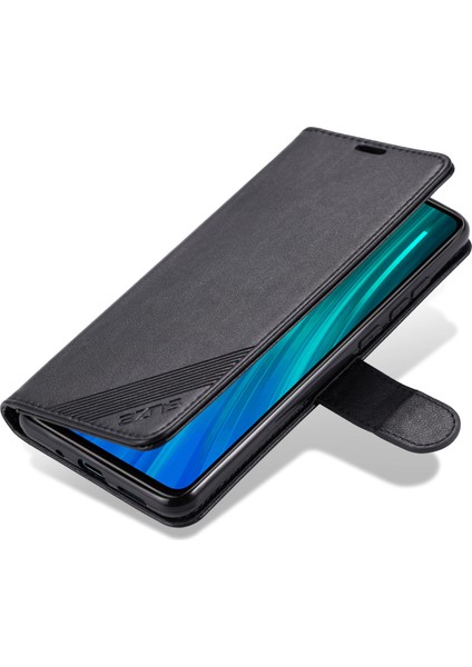 Xiaomi Redmi Için Deri Telefon Kılıfı 9c/9c Nfc Şok Geçirmez Flip Cüzdan Stand-Black ile Koruyucu Kapak (Yurt Dışından)