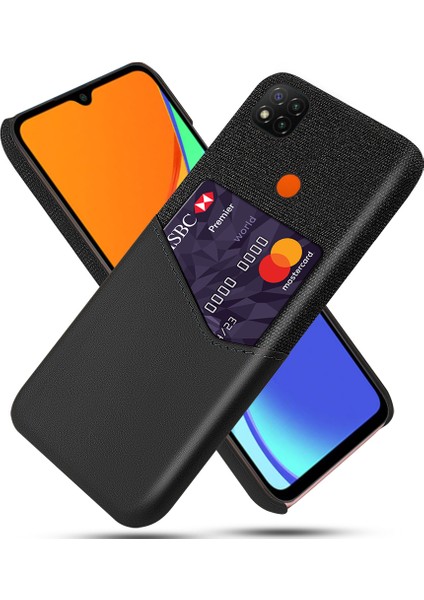 Kart Tutucu Kumaş+Pu Deri Kaplamalı Pc Xiaomi Redmi 9c/redmi 9c Nfc-Black Için (Yurt Dışından)
