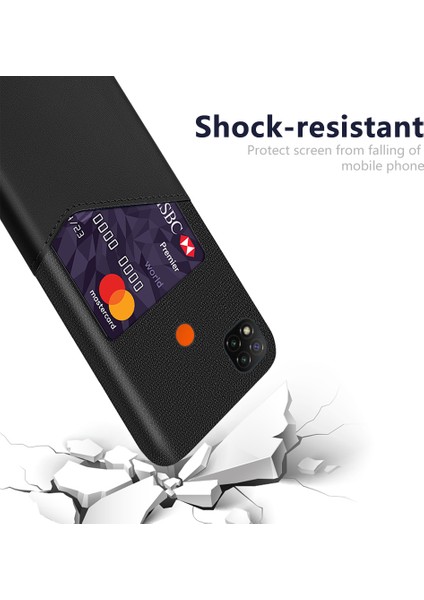 Kart Tutucu Kumaş+Pu Deri Kaplamalı Pc Xiaomi Redmi 9c/redmi 9c Nfc-Black Için (Yurt Dışından)