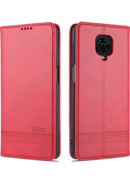 Xiaomi Redmi Için Note 9 Pro/not 9s Otomatik Emilen Deri Cüzdan Standı Kılıf Kırmızısı (Yurt Dışından)