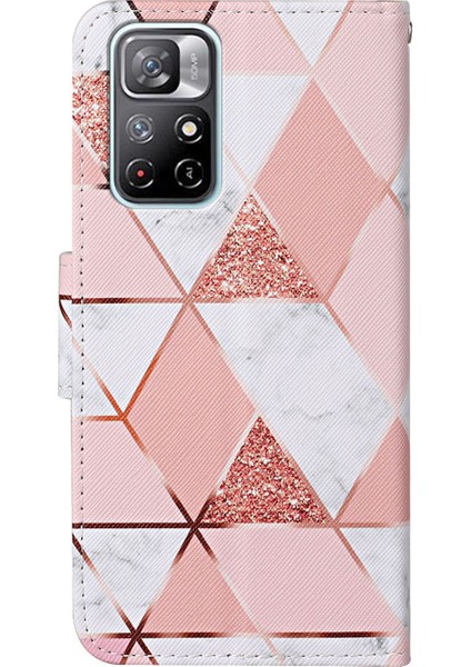 Şık Desen Baskı Pu Deri Deri Cüzdan Telefon Kılıfı Stand Flip Xiaomi Redmi Için Tam Vücut Şok Geçirmez Koruyucu Kapak Not 11 Pro 5g (Çin) (Mediatek)/not 11 Pro+ 5g-Pink (Yurt Dışından)