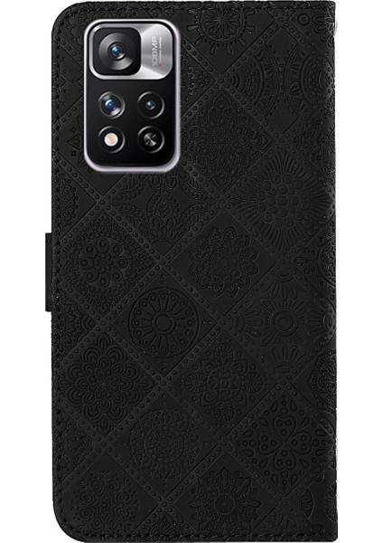 Çekim Dirençli Baskı Etnik Tarzı Çiçek Manyetik Toka Cüzdanı Pu Deri Kabuk Xiaomi Redmi Note 11 Pro 5g (Çin) (Mediatek)/not 11 Pro+ 5g-Black (Yurt Dışından) fırsatları