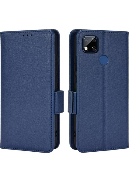 Xiaomi Için Redmi 9c/redmi 9c Nfc Anti -Çizelge Pu Deri Yüzey Manyetik Akıllı Telefon Kabuğu Litchi Doku Stand Cüzdan Kılıf Mobil Telefon Kapağı -Dark Mavi (Yurt Dışından)