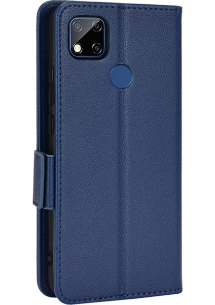 Xiaomi Için Redmi 9c/redmi 9c Nfc Anti -Çizelge Pu Deri Yüzey Manyetik Akıllı Telefon Kabuğu Litchi Doku Stand Cüzdan Kılıf Mobil Telefon Kapağı -Dark Mavi (Yurt Dışından)
