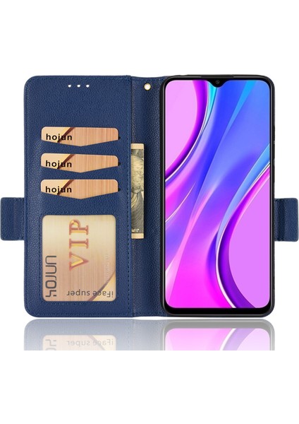 Xiaomi Için Redmi 9c/redmi 9c Nfc Anti -Çizelge Pu Deri Yüzey Manyetik Akıllı Telefon Kabuğu Litchi Doku Stand Cüzdan Kılıf Mobil Telefon Kapağı -Dark Mavi (Yurt Dışından)