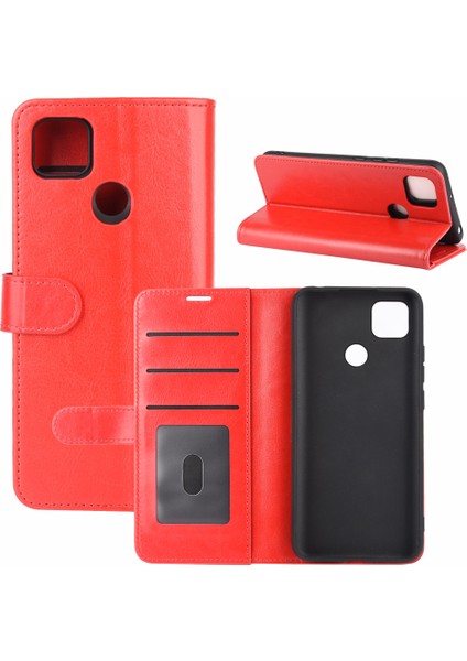 Crazy Horse Deri Cüzdan Xiaomi Redmi 9c/9c Nfc-Red Için Stand Koruyucu Kapak (Yurt Dışından)