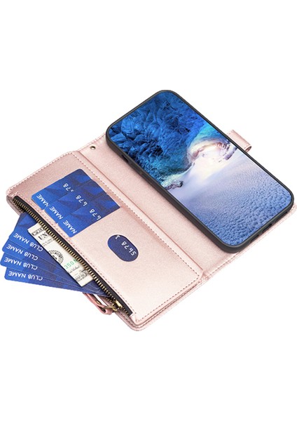 Xiaomi Için BF19 Redmi 9A Önleme Önleyici Telefon Kapağı Zippered Pu Deri Cüzdan Standı Telefon Vaka-Rose Altın (Yurt Dışından) modelleri