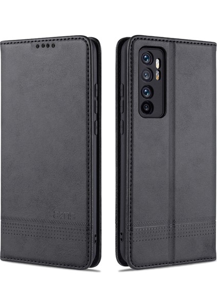 Otomatik Emilen Pu Deri+Tpu Cüzdan Stand Telefon Kapak Kılıfı Xiaomi Mi Note 10 Lite-Black (Yurt Dışından)