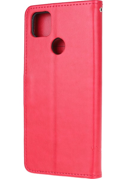 Baskı Kelebek Çiçekleri Deri Cüzdan Kılıfı Xiaomi Redmi 9c/9c Nfc-Red (Yurt Dışından)