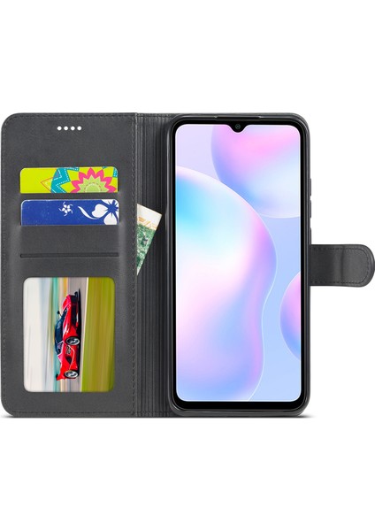 Cüzdan Standı Deri Cep Telefonu Xiaomi Redmi 9A-BLACK Için (Yurt Dışından) fırsatları