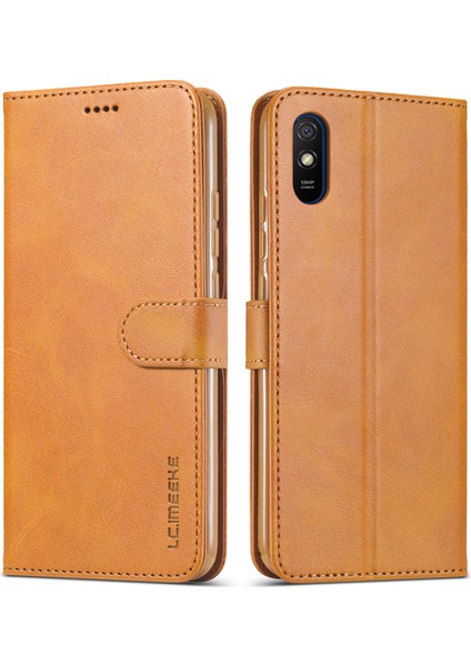Cüzdan Standı Deri Cep Telefonu Xiaomi Redmi 9A-BROWN (Yurt Dışından)