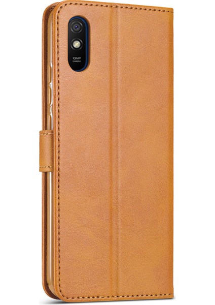 Cüzdan Standı Deri Cep Telefonu Xiaomi Redmi 9A-BROWN (Yurt Dışından) modelleri