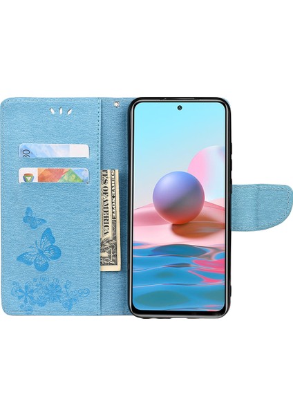 Xiaomi Redmi Için Not 11 5g (Çin) (Mediatek)/not 11T 5g/not 11S 5g Shock Baskası Büyük Kelebili Çiçek Koruyucu Telefon Kabuğu Flip Stand Cüzdan Deri Telefon Kılıf Mavisi (Yurt Dışından) fırsatları