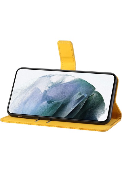 Çekim Dirençli Baskı Etnik Tarzı Çiçek Manyetik Toka Cüzdanı Pu Deri Kabuk Xiaomi Redmi Note 11 Pro 5g (Çin) (Mediatek)/not 11 Pro+ 5g-Sarı (Yurt Dışından) modelleri