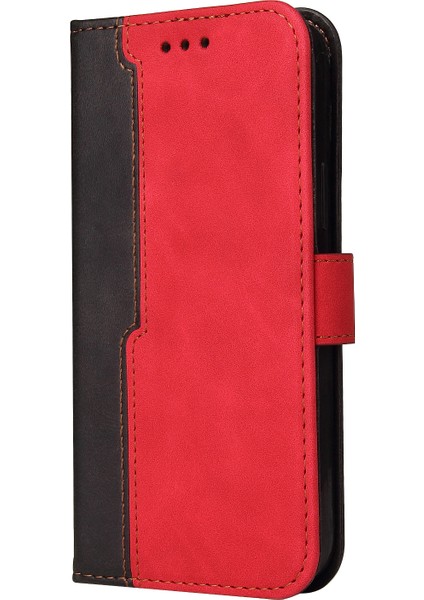 Iki Renkli Birleştirme Iş Tarzı Moda Pu Deri Flip Stand Cüzdan Kapağı Xiaomi Poco X3 Nfc/poco X3/poco X3 Pro-Kırmızı/siyah (Yurt Dışından)
