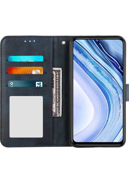 Cüzdanlı Deri Telefon Kapağı Kılıfı Cüzdan Standı Xiaomi Redmi Note 9s/9 Pro/9 Pro Max-Blue (Yurt Dışından) modelleri