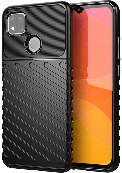 Thunder Serisi Twill Doku Tpu Xiaomi Redmi 9c/9c Nfc-Black Için (Yurt Dışından)