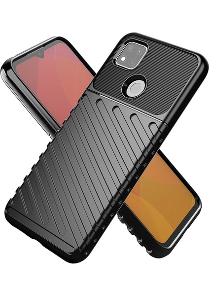 Thunder Serisi Twill Doku Tpu Xiaomi Redmi 9c/9c Nfc-Black Için (Yurt Dışından)