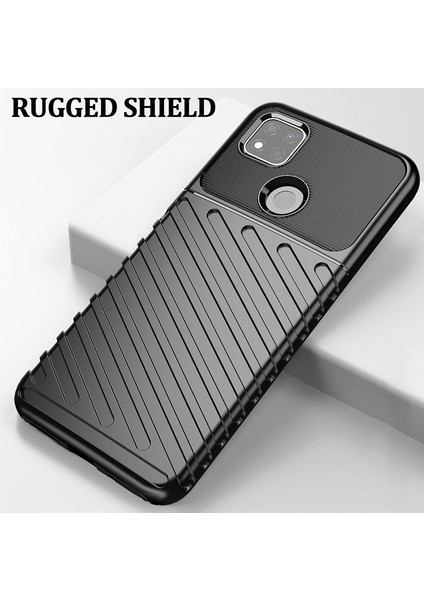 Thunder Serisi Twill Doku Tpu Xiaomi Redmi 9c/9c Nfc-Black Için (Yurt Dışından)