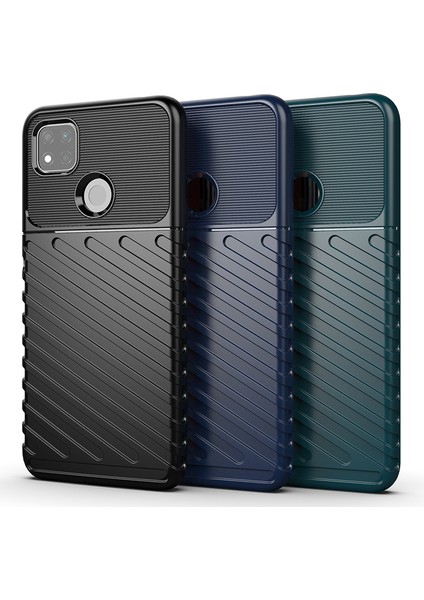 Thunder Serisi Twill Doku Tpu Xiaomi Redmi 9c/9c Nfc-Black Için (Yurt Dışından)